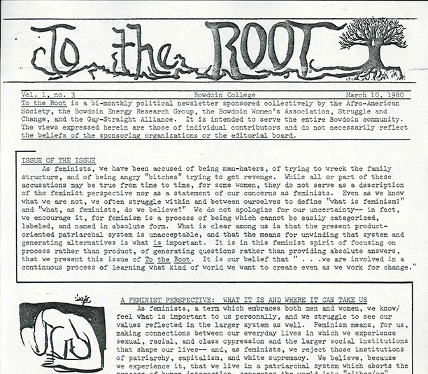 The front cover of the student publication To the Root feminist issue