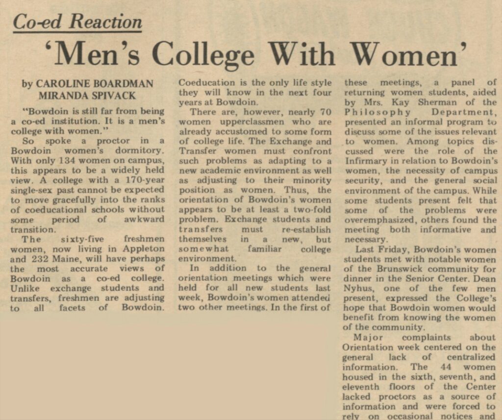 an Orient article called "Men's College with Women"