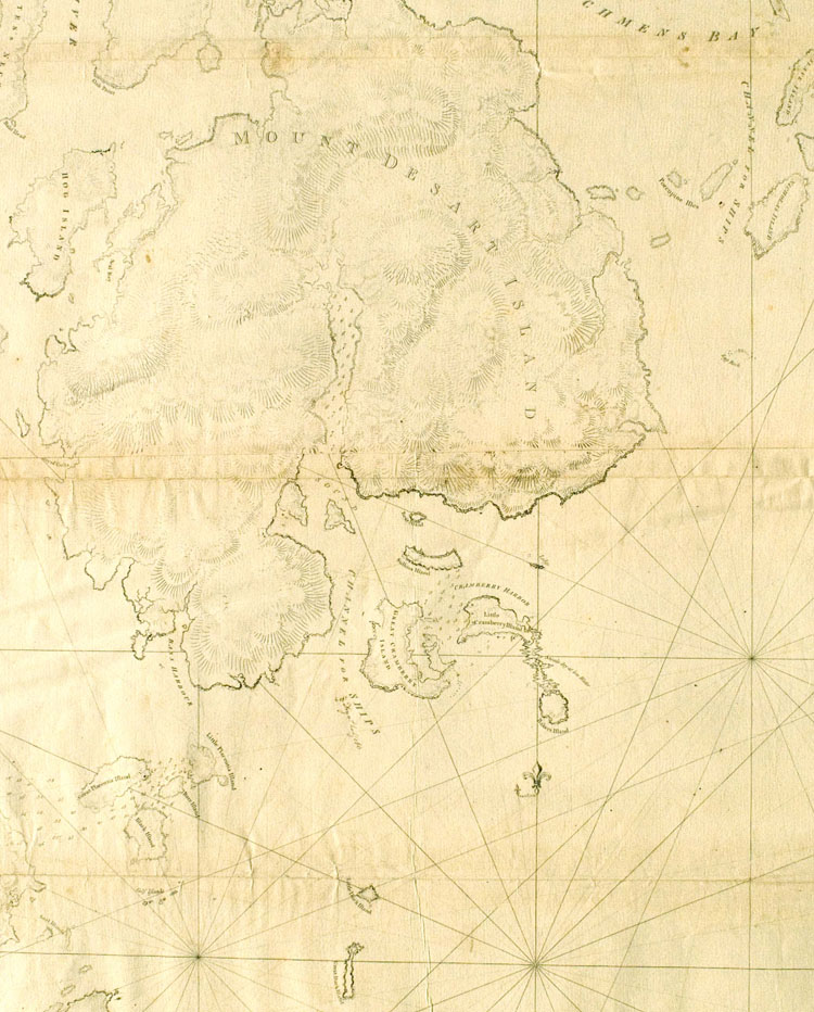 Joseph F.W. Des Barres, Mount Desart Island The Atlantic Neptune: published for the use of the Royal Navy of Great Britain. Vol. 2. London: [s.n.], 1777.