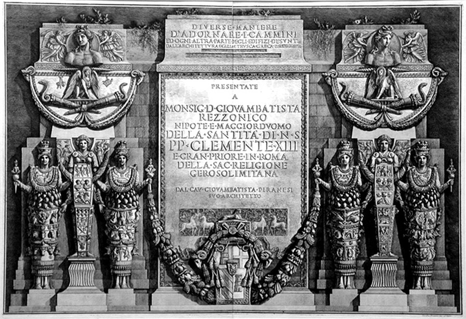 Giovanni Battista Piranesi, Diverse Maniere d'Adornare i Cammini, ed Ogni Altra Parte degli Edifizi = Divers Manners of Ornamenting Chimneys, and All Other Parts of Houses = Differentes manières d'orner les chiminèes, et tou autre partie des edifices. Rome: Generoso Salomoni, 1769.