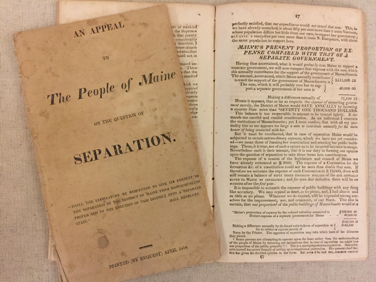 An Appeal to The People of Maine On the Question of Separation.  [Portland, ME, 1816].